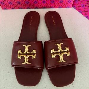 NEW Tory Burch Slides with Gold Emblem. SIZE 9 and half.